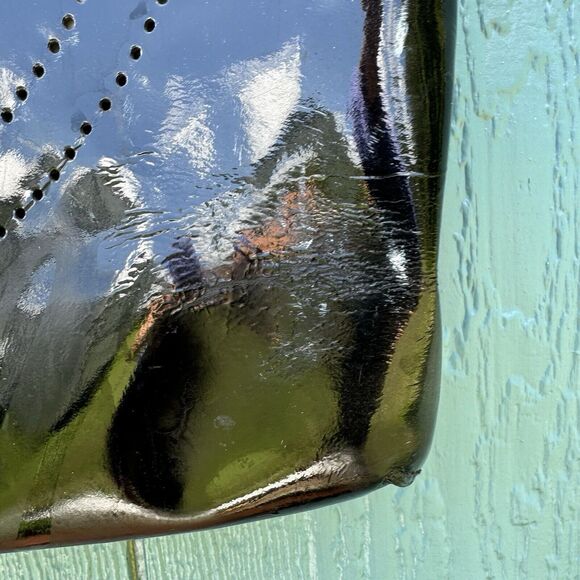 TORY BURCH Perforated Logo XL Black Patent Leather TOTE *Read* - Picture 2 of 8